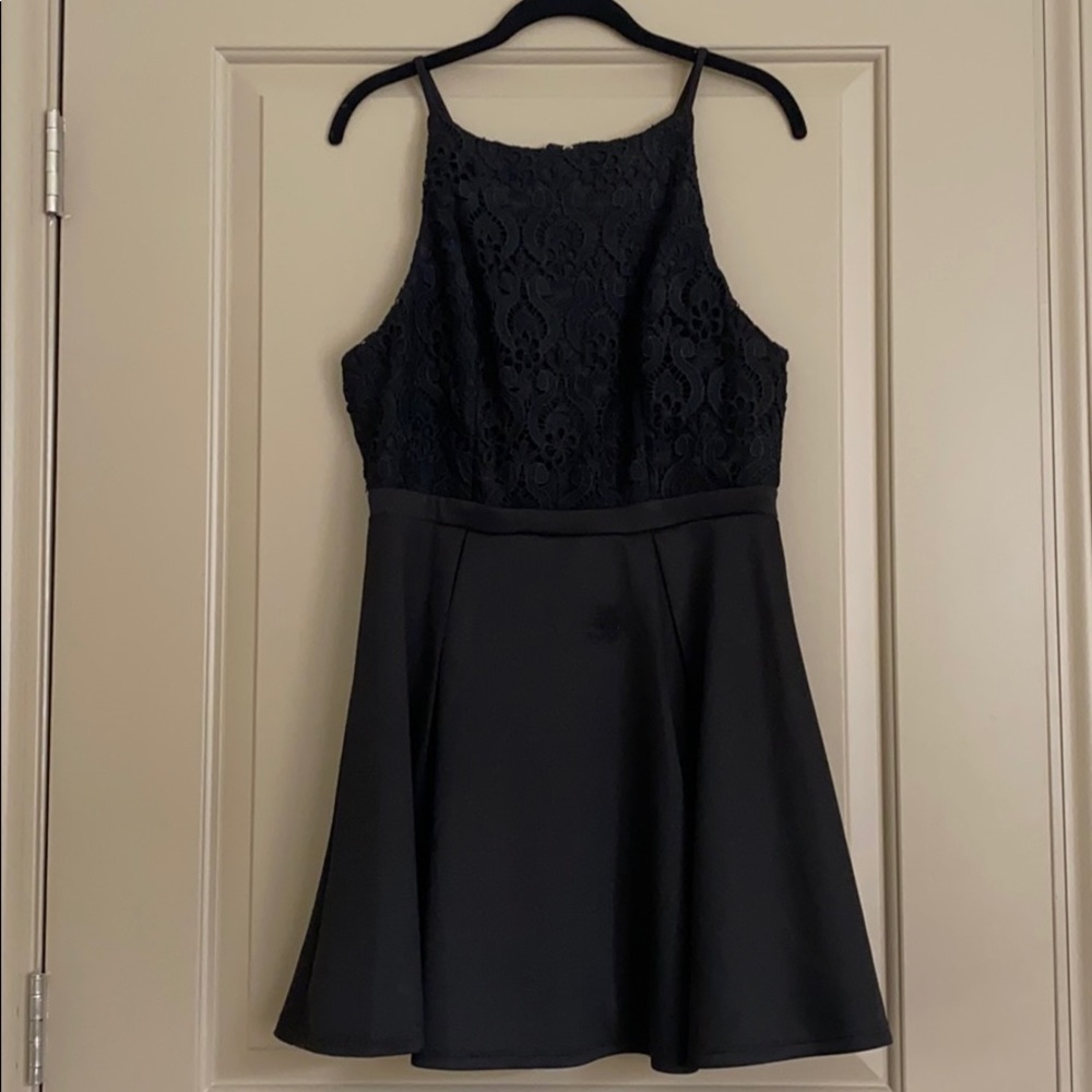 High neck black dress